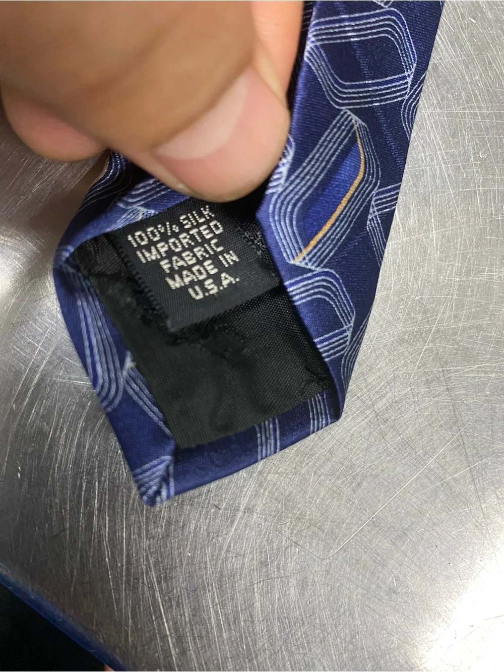 Murano Navy Geometric Silk Tie